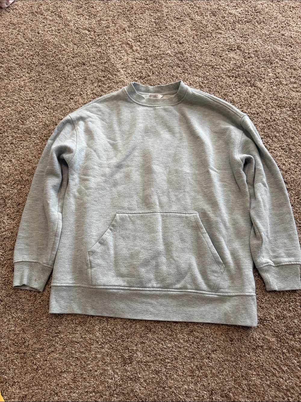 Danskin Light Gray Crewneck Pullover Sweatshirt with Front Pocket
